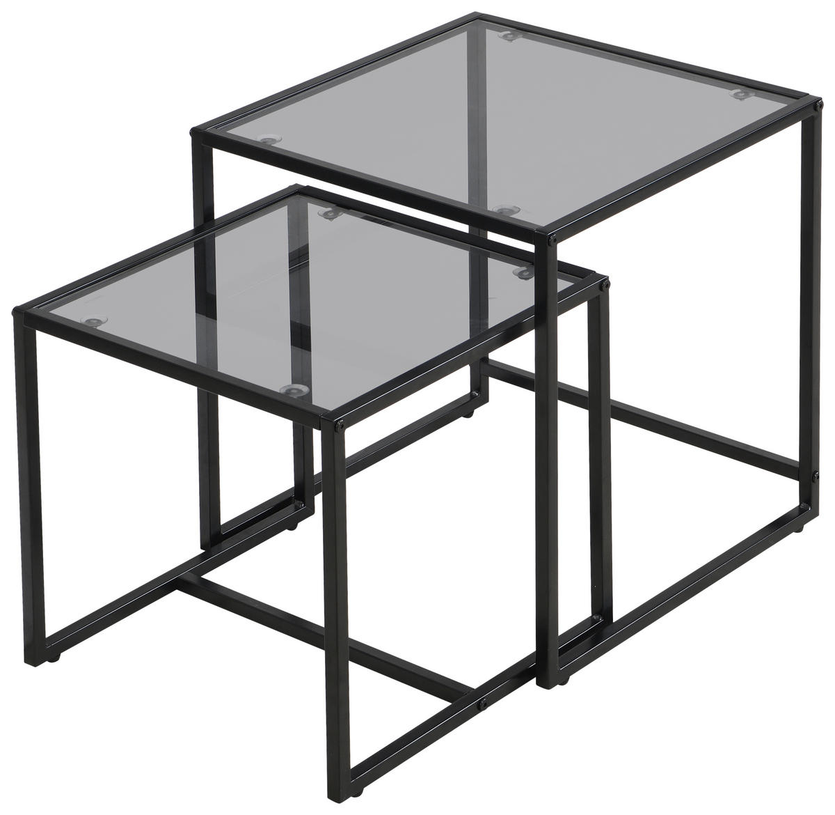 BEISTELLTISCHSET quadratisch Grau, Schwarz  - Schwarz/Grau, Design, Glas/Metall (40-45/40-45/40-50cm) - Carryhome