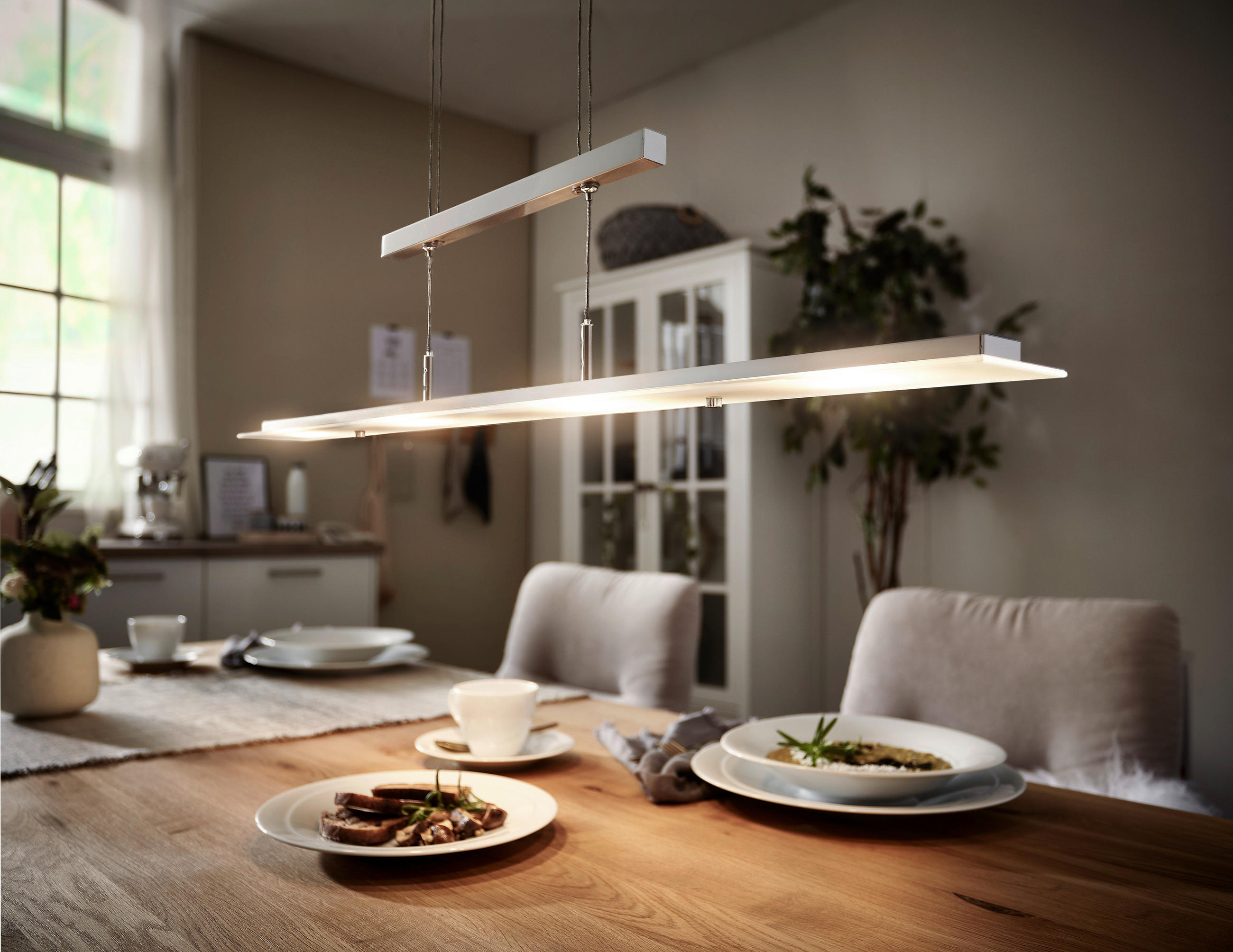 LED-HÄNGELEUCHTE TENSO 88/9/80-150 cm   - Nickelfarben, Design, Glas/Metall (88/9/80-150cm) - Fischer & Honsel
