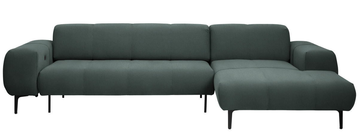 ECKSOFA in Chenille Waldgrün  - Waldgrün/Schwarz, Design, Textil/Metall (311/167cm) - Xora
