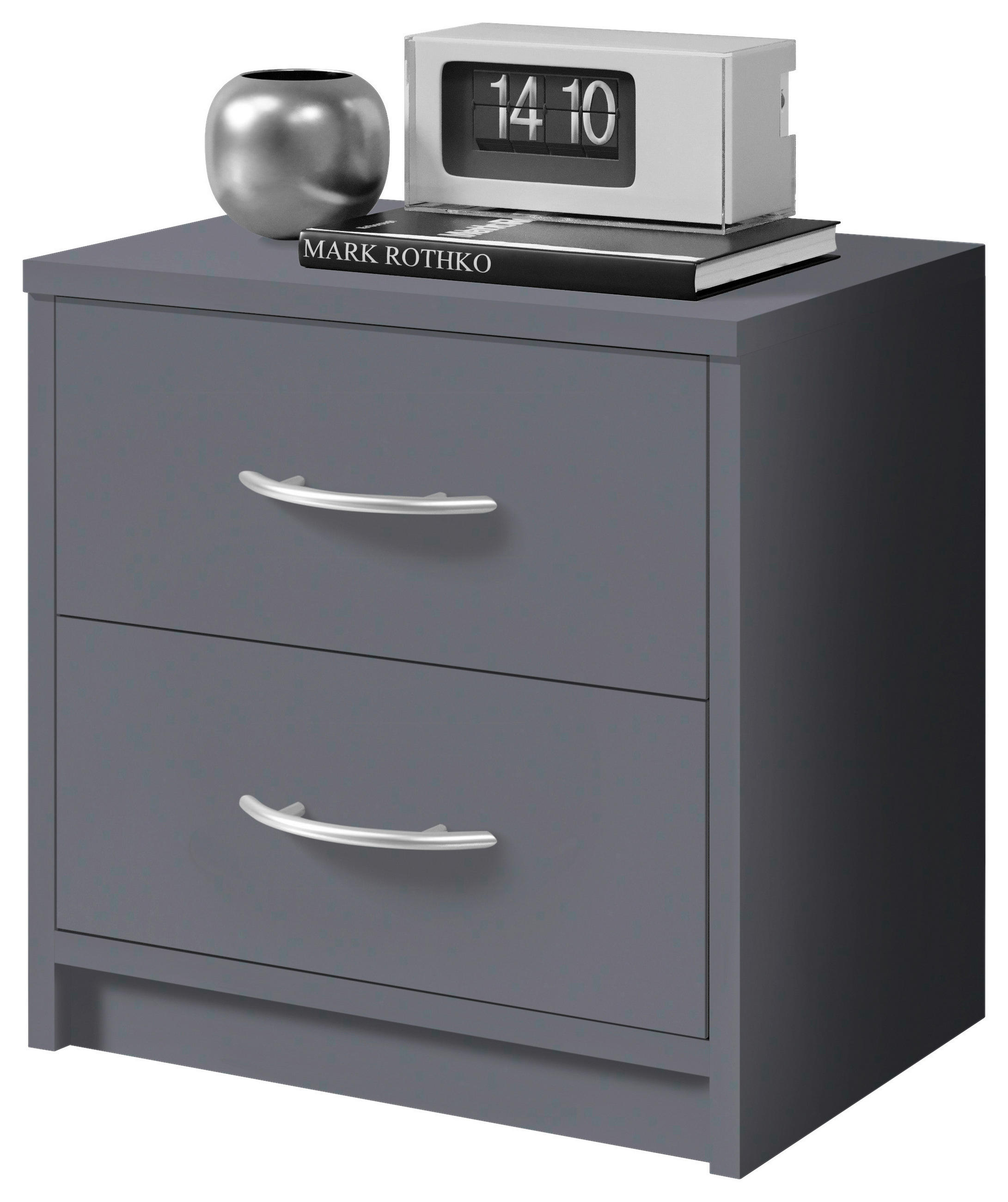 NOČNÍ STOLEK, barvy grafitu, 38,5/39/28,2 cm - šedá/černá, Basics, kompozitní dřevo/plast (38,5/39/28,2cm) - Carryhome