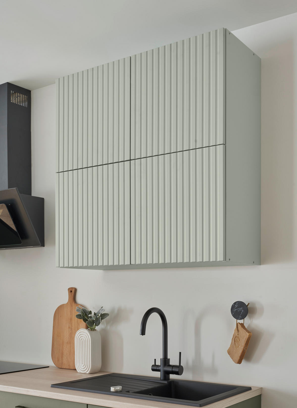 KÜCHENBLOCK 260 cm   in Grün, Mintgrün  - Beige/Schwarz, Design, Holzwerkstoff/Metall (260cm) - MID.YOU