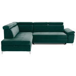 ECKSOFA in Samt Grün  - Chromfarben/Grün, KONVENTIONELL, Textil/Metall (206/271cm) - Carryhome