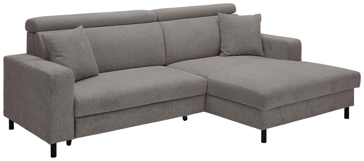 ECKSOFA Ottomane rechts, Eckteil  Dunkelgrau Flachgewebe  - Dunkelgrau/Schwarz, Design, Textil/Metall (262/166cm) - Xora