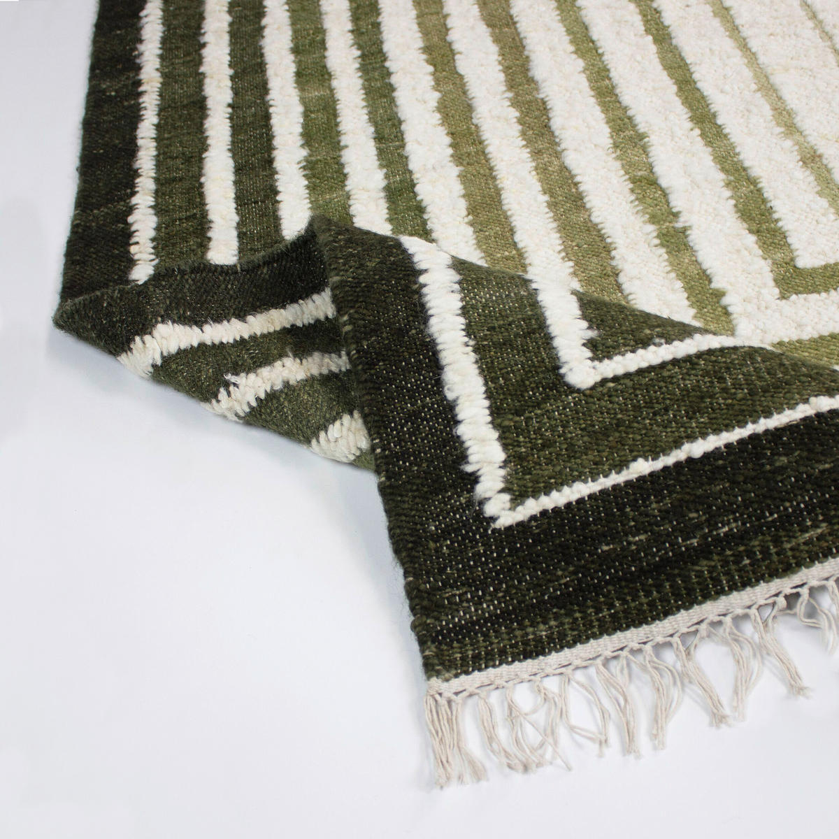 HANDWEBTEPPICH 160/230 cm Grün  - Grün, Basics, Textil (160/230cm)