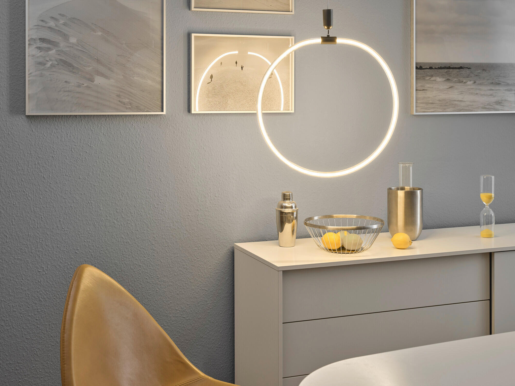LED-HÄNGELEUCHTE 49.8/70 cm - Dunkelgrau, Design, Kunststoff (49.8/70cm) - Osram