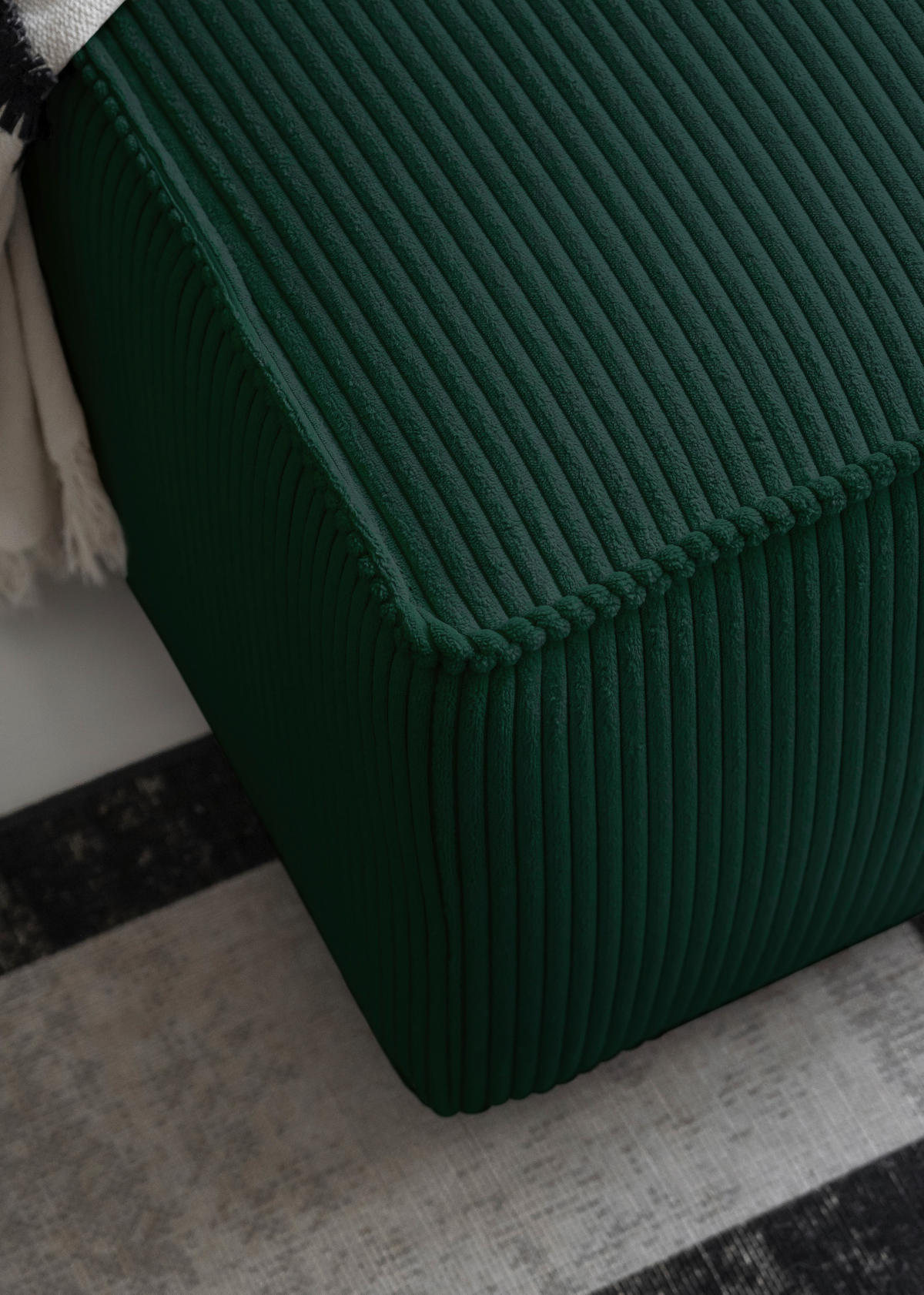 ECKSOFA Dunkelgrün Cord Rückenkissen, Bettkasten  - Dunkelgrün/Schwarz, Design, Kunststoff/Textil (194/247cm) - MID.YOU