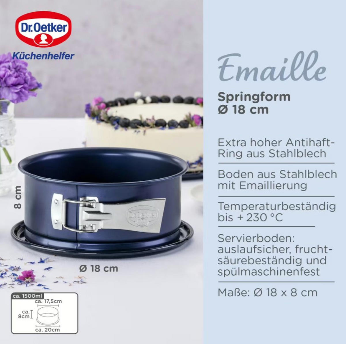 SPRINGFORM  - Blau, Design, Metall (18/8cm) - Dr.Oetker