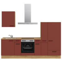 KÜCHENLEERBLOCK 270 cm   in Rot, Eichefarben  - Eichefarben/Rot, MODERN, Holzwerkstoff/Metall (270cm) - Nobilia
