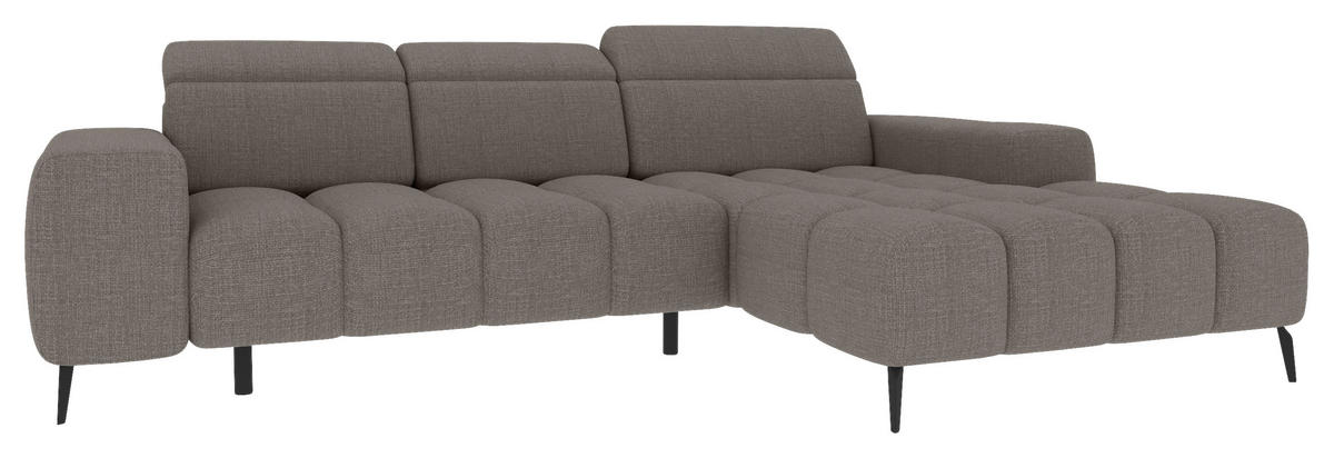 ECKSOFA Taupe Flachgewebe Rücken echt, Kopfteilverstellung, Sitztiefenverstellung  - Taupe/Schwarz, KONVENTIONELL, Kunststoff/Textil (273/171cm) - Carryhome