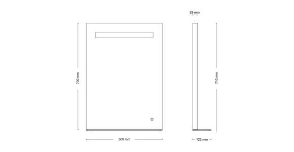BADEZIMMERSPIEGEL 50,0/71,0/12,2 cm  - Silberfarben, Basics, Glas (50,0/71,0/12,2cm) - Xora