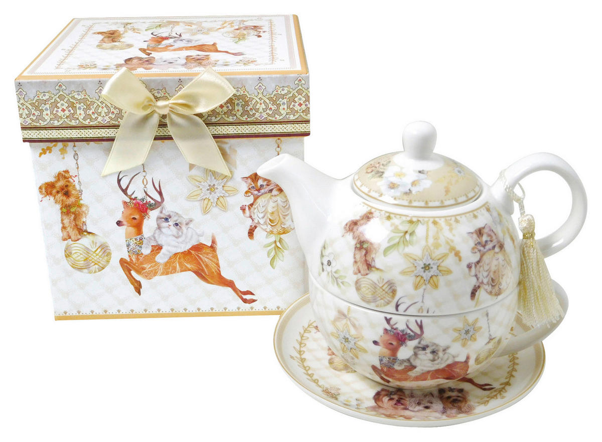 ČAJOVÁ SOUPRAVA PRO JEDNOHO 490 ml - vícebarevná, Trend, keramika (17/14cm) - X-Mas