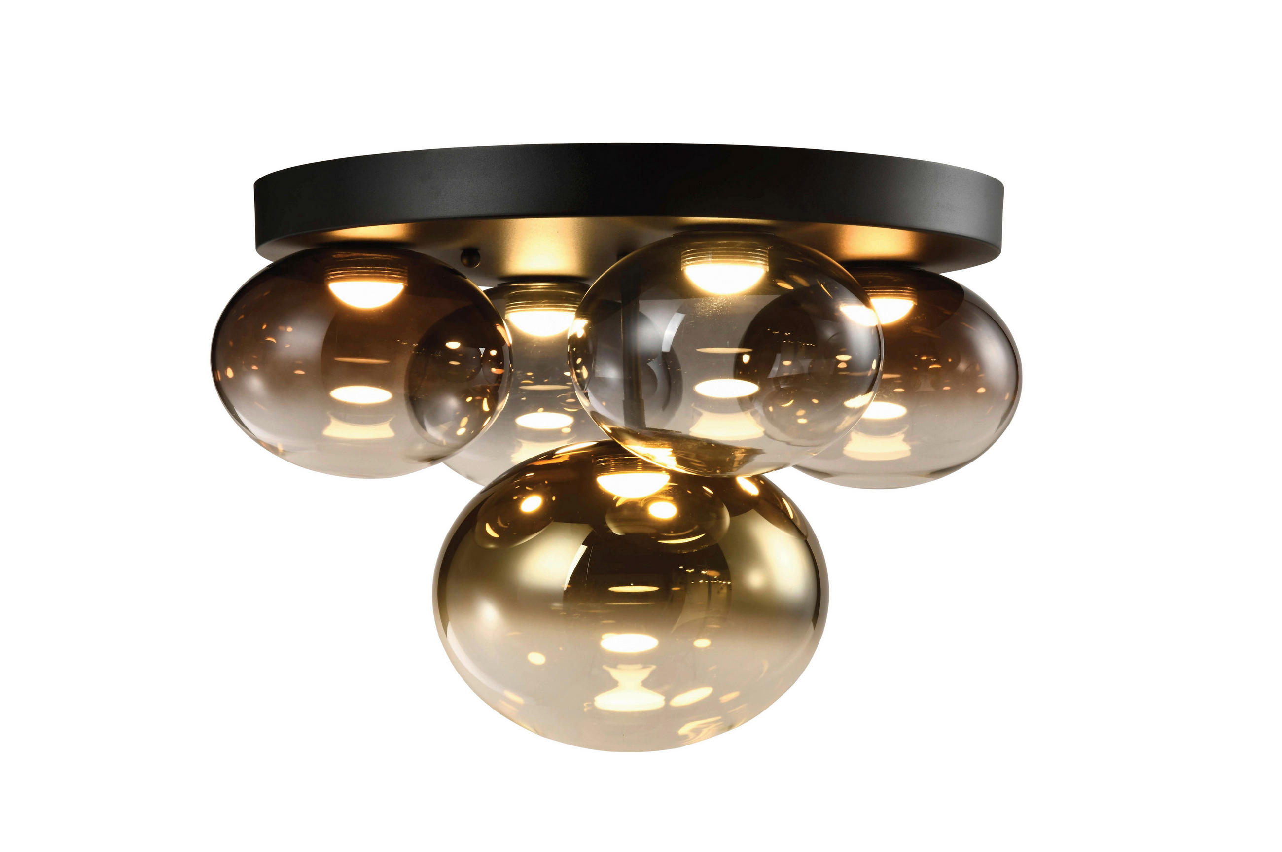 LED-DECKENLEUCHTE Pesaro 51/51/34 cm  - Schwarz, Design, Glas/Metall (51/51/34cm)