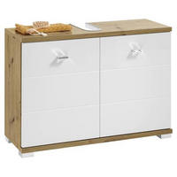 WASCHBECKENUNTERSCHRANK 80/57/31 cm  - Weiß Hochglanz/Silberfarben, KONVENTIONELL, Holzwerkstoff/Kunststoff (80/57/31cm) - Livetastic