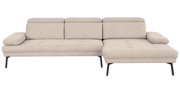 ECKSOFA in Webstoff Sandfarben  296/188 cm  - Sandfarben/Schwarz, Design, Textil/Metall (296/188cm) - Xora