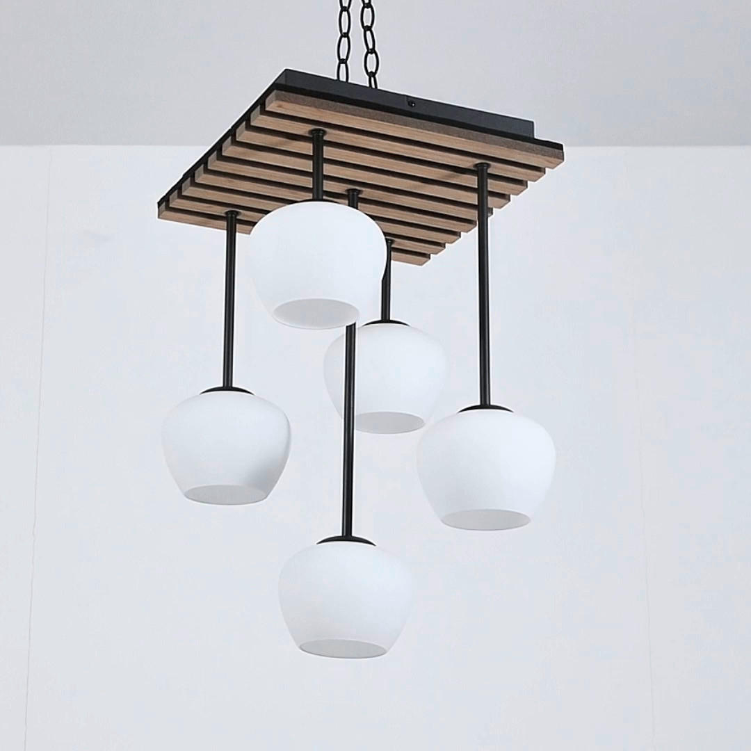 HÄNGELEUCHTE 38/39/59 cm   - Eichefarben/Schwarz, Trend, Glas/Holzwerkstoff (38/39/59cm) - Collet's Monde