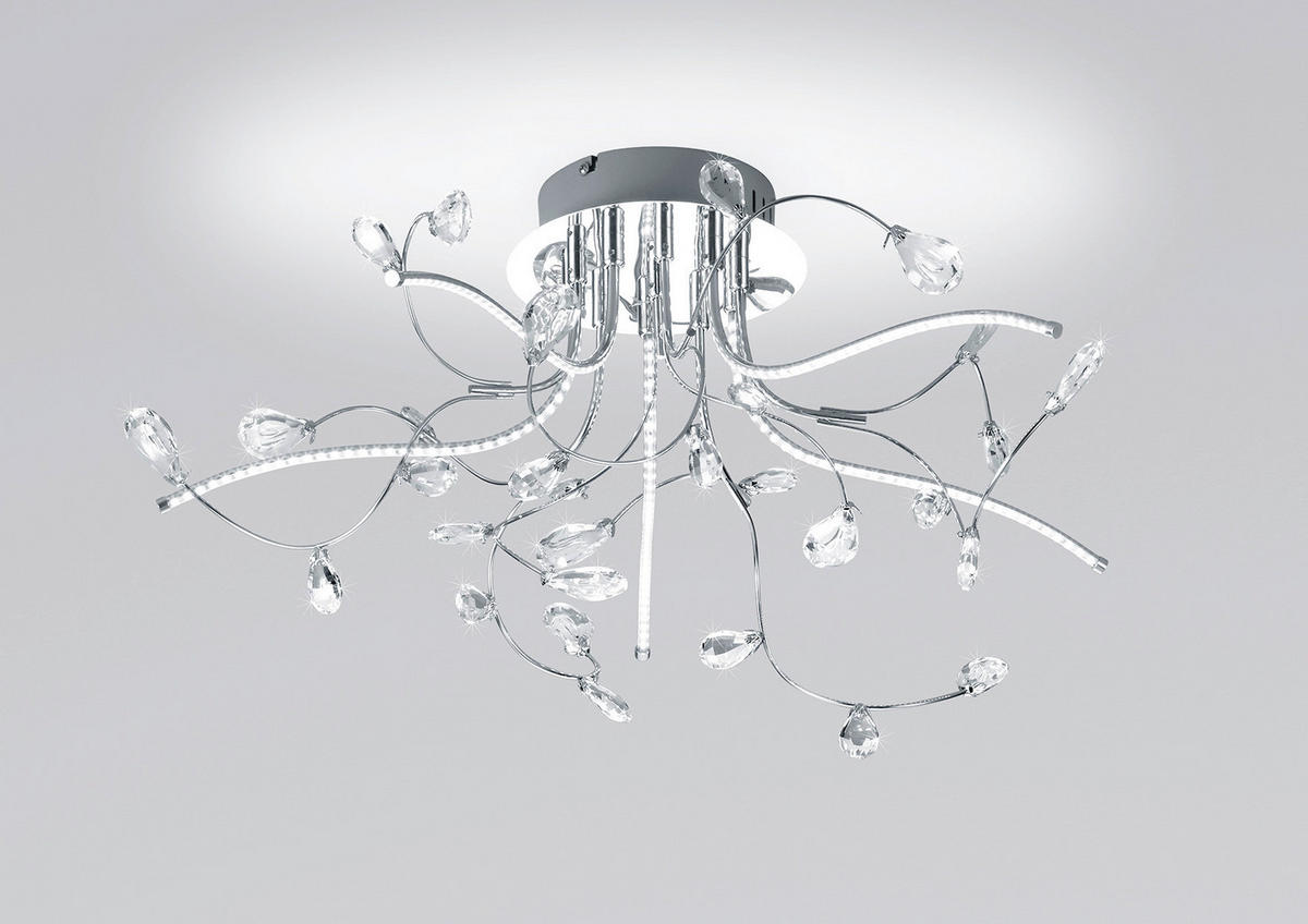 LED-DECKENLEUCHTE Crystal X 54/30 cm   - Chromfarben, Design, Glas/Metall (54/30cm) - Hell