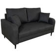 2-SITZER-SOFA in Lederlook Grau  - Schwarz/Grau, KONVENTIONELL, Holz/Textil (164/96/86cm) - Carryhome