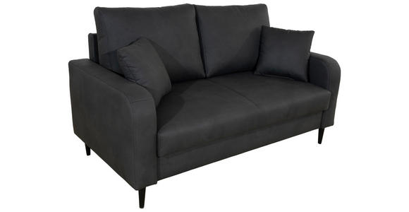 2-SITZER-SOFA Lederlook Grau - Schwarz/Grau, KONVENTIONELL, Holz/Textil (164/96/86cm) - Carryhome