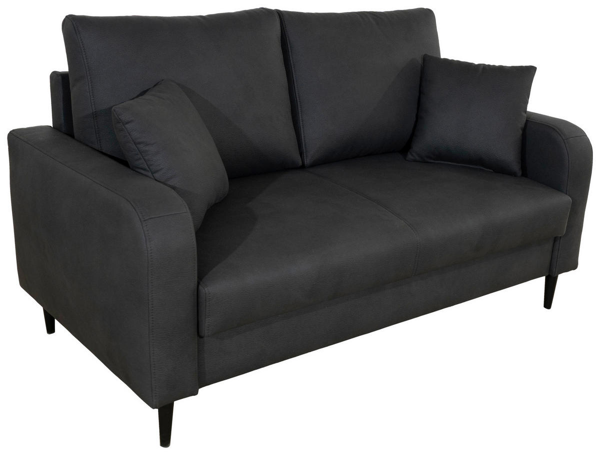 2-SITZER-SOFA Lederlook Grau  - Schwarz/Grau, KONVENTIONELL, Holz/Textil (164/96/86cm) - Carryhome