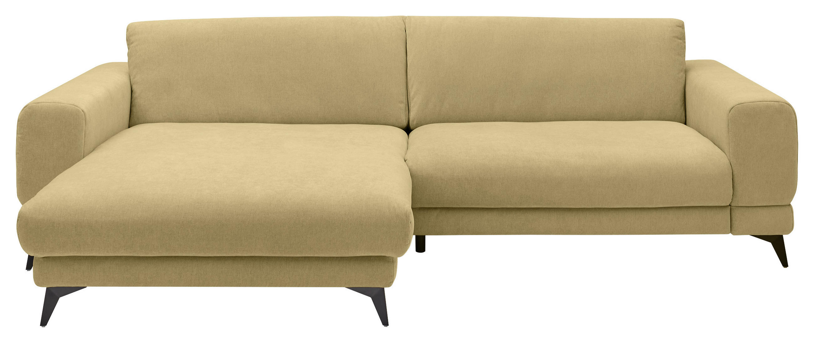 ECKSOFA Limette Chenille  - Limette/Schwarz, KONVENTIONELL, Textil/Metall (194/292cm) - SetOne by Musterring