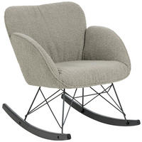 SCHAUKELSTUHL in Teddystoff Braun, Grau  - Schwarz/Braun, Design, Holz/Textil (67,5/80/90cm) - Livetastic
