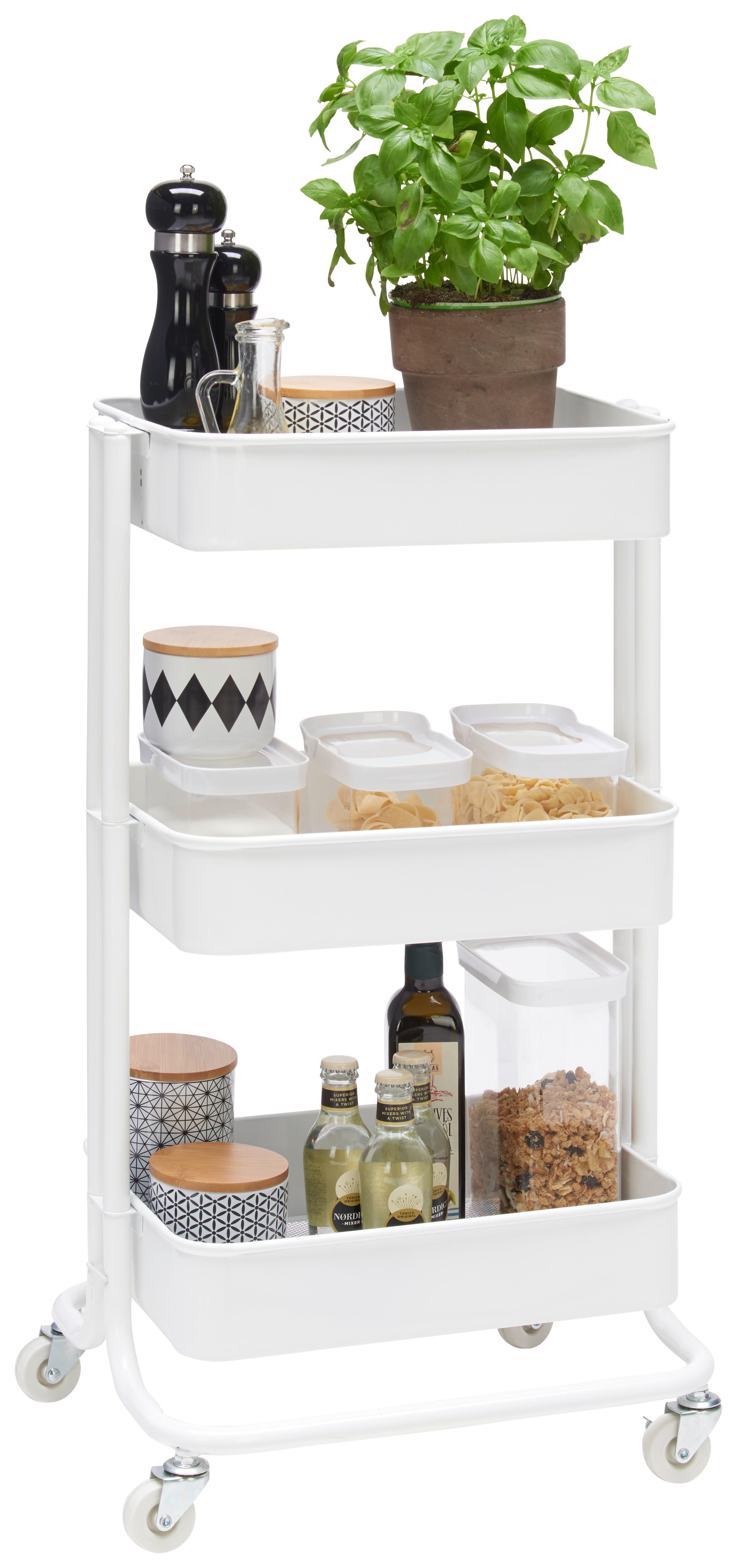 UNIVERZÁLNÍ VOZÍK, 43/78,5/35 cm - bílá, Design, kov (43/78,5/35cm) - Carryhome