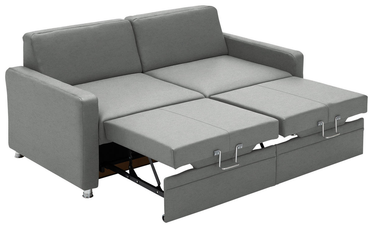 SCHLAFSOFA  in Chenille Grau  - Chromfarben/Grau, KONVENTIONELL, Textil/Metall (186/90/100cm) - Beldomo Style