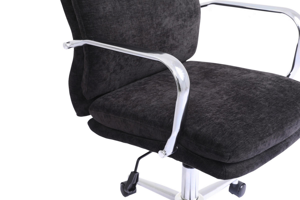 FORGÓSZÉK  zsenília fekete  - krómszínű/fekete, Modern, műanyag/textil (56/100-110/65,5cm) - Livetastic