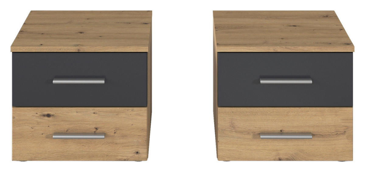 NACHTSCHRANK 40/36/40 cm  - Alufarben/Eiche Artisan, KONVENTIONELL, Holzwerkstoff/Kunststoff (40/36/40cm)