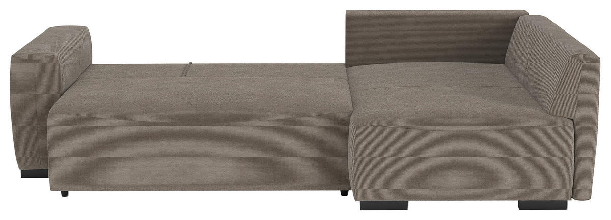 ECKSOFA  in Cord Taupe  - Taupe/Schwarz, Trend, Kunststoff/Textil (252/170cm) - MID.YOU