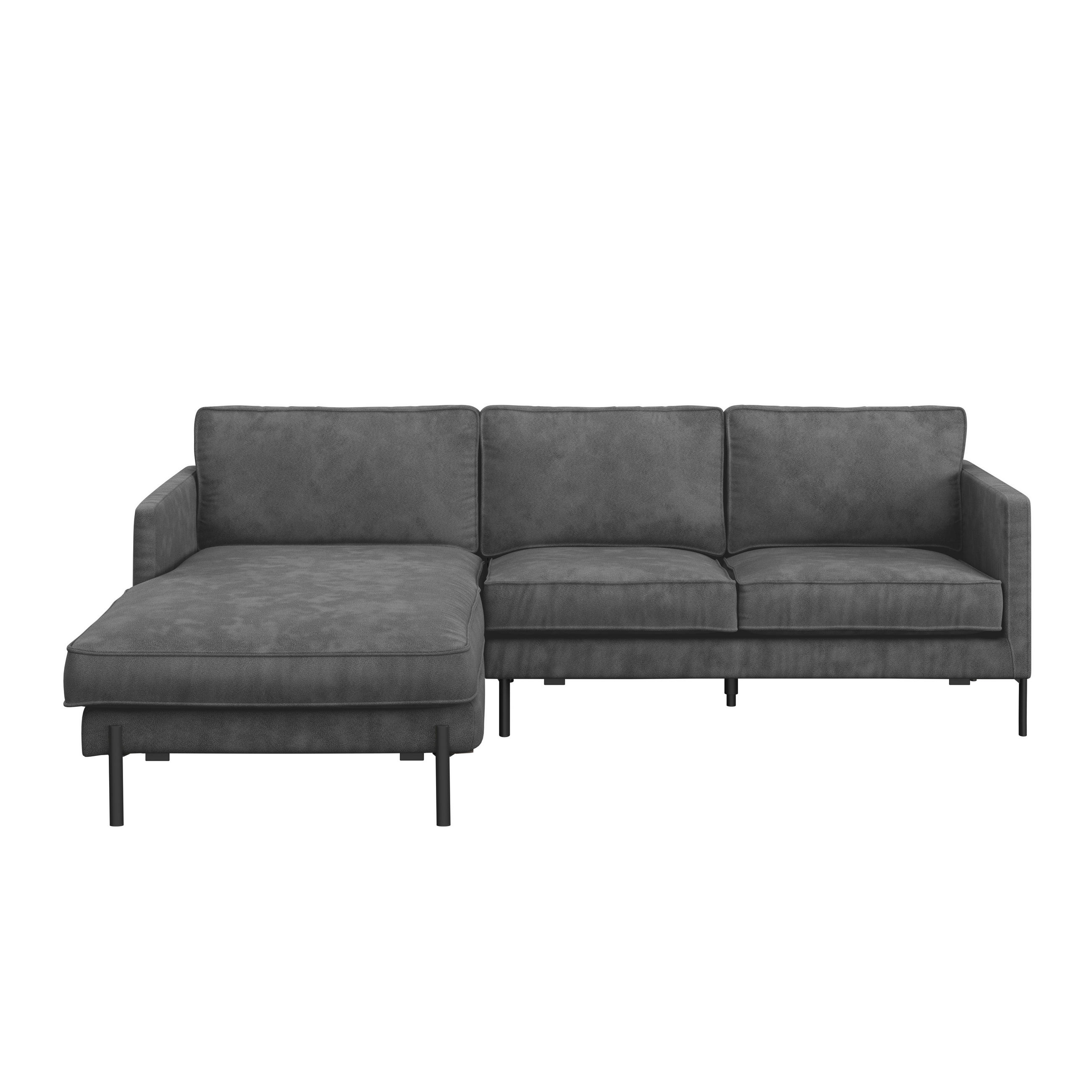 ECKSOFA in Flachgewebe Dunkelgrau  - Dunkelgrau/Schwarz, Trend, Textil/Metall (154/232cm) - Livetastic