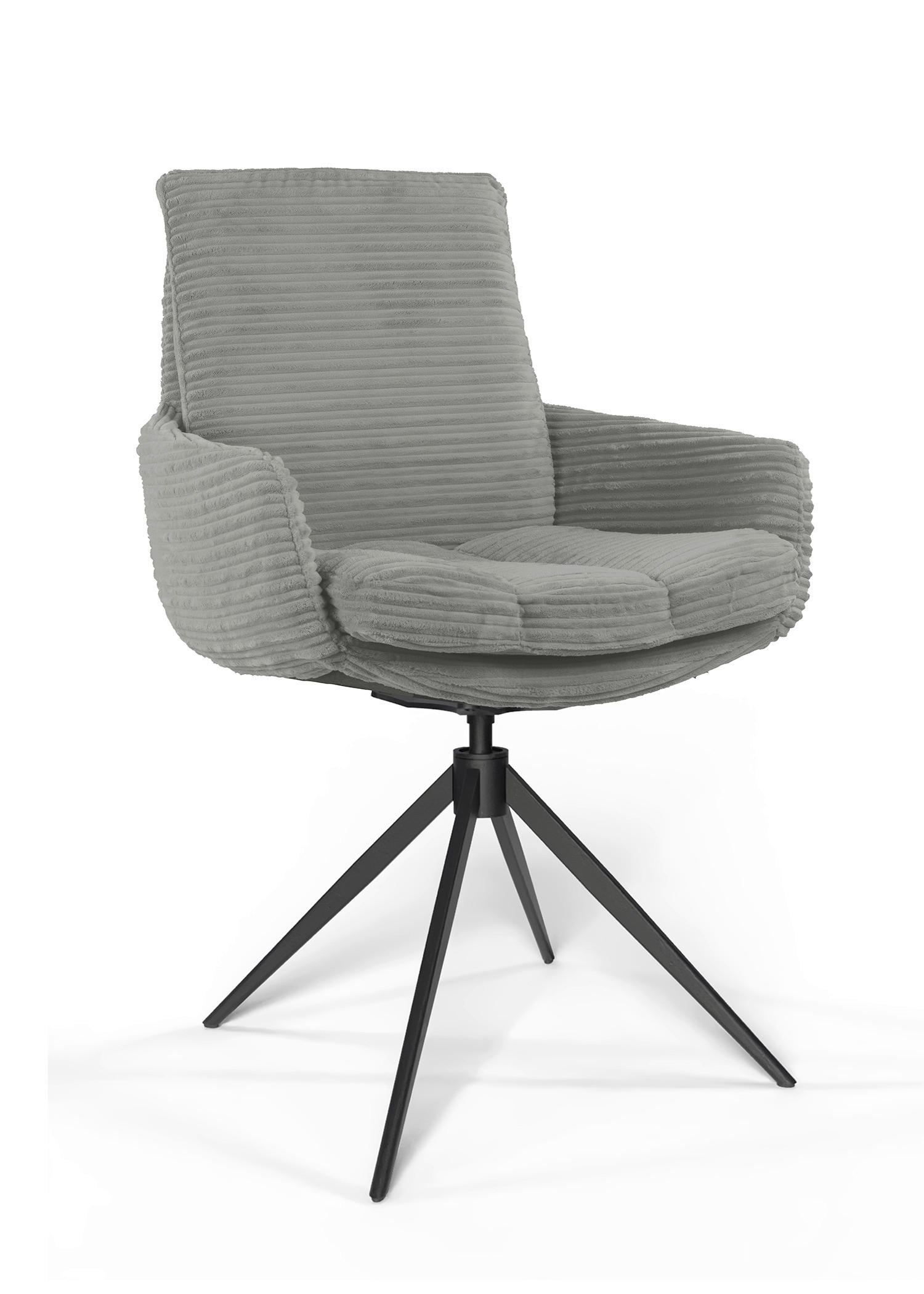 ARMLEHNSTUHL  Beinauswahl, Sitzfläche 360° drehbar, Stoff-/Lederauswahl gerippt  Grau  - Schwarz/Grau, Design, Textil/Metall (60/91/62cm) - Valdera