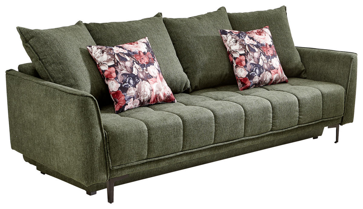 SCHLAFSOFA in Textil Grün  - Schwarz/Grün, Design, Textil (235/70/108cm) - MID.YOU