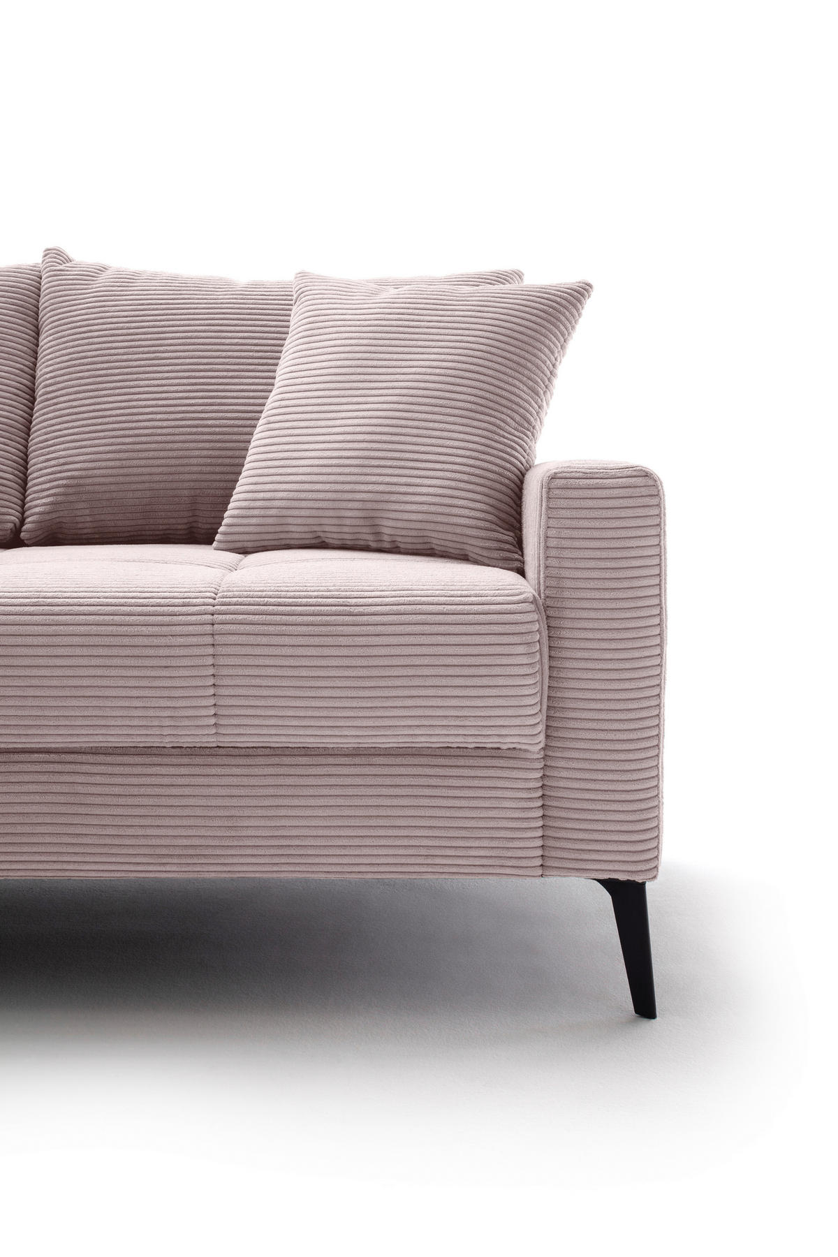 ECKSOFA Rosa Cord  - Schwarz/Rosa, KONVENTIONELL, Textil/Metall (173/280cm) - Hom`in