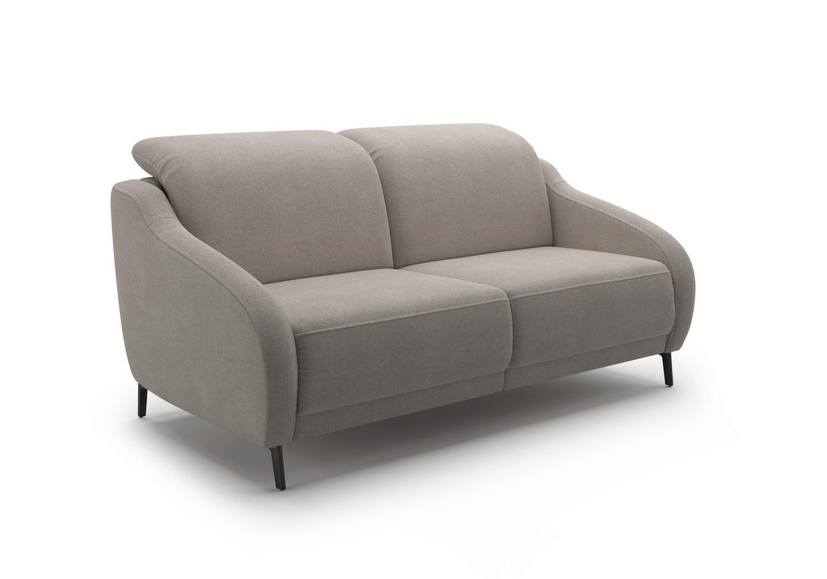 2,5-SITZER Mikrofaser Haselnussfarben  - Schwarz/Haselnussfarben, MODERN, Textil/Metall (172/93/104cm) - Sit & More