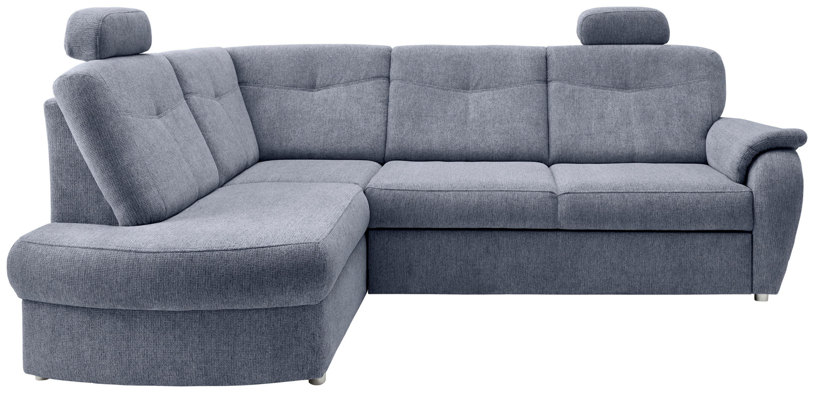 ECKSCHLAFSOFA Chenille Hellblau  inkl. Bettkasten, Schlaffunktion, Kopfstütze, Liegefläche im Originalstoff  - Chromfarben/Hellblau, MODERN, Kunststoff/Textil (180/264cm) - Livetastic