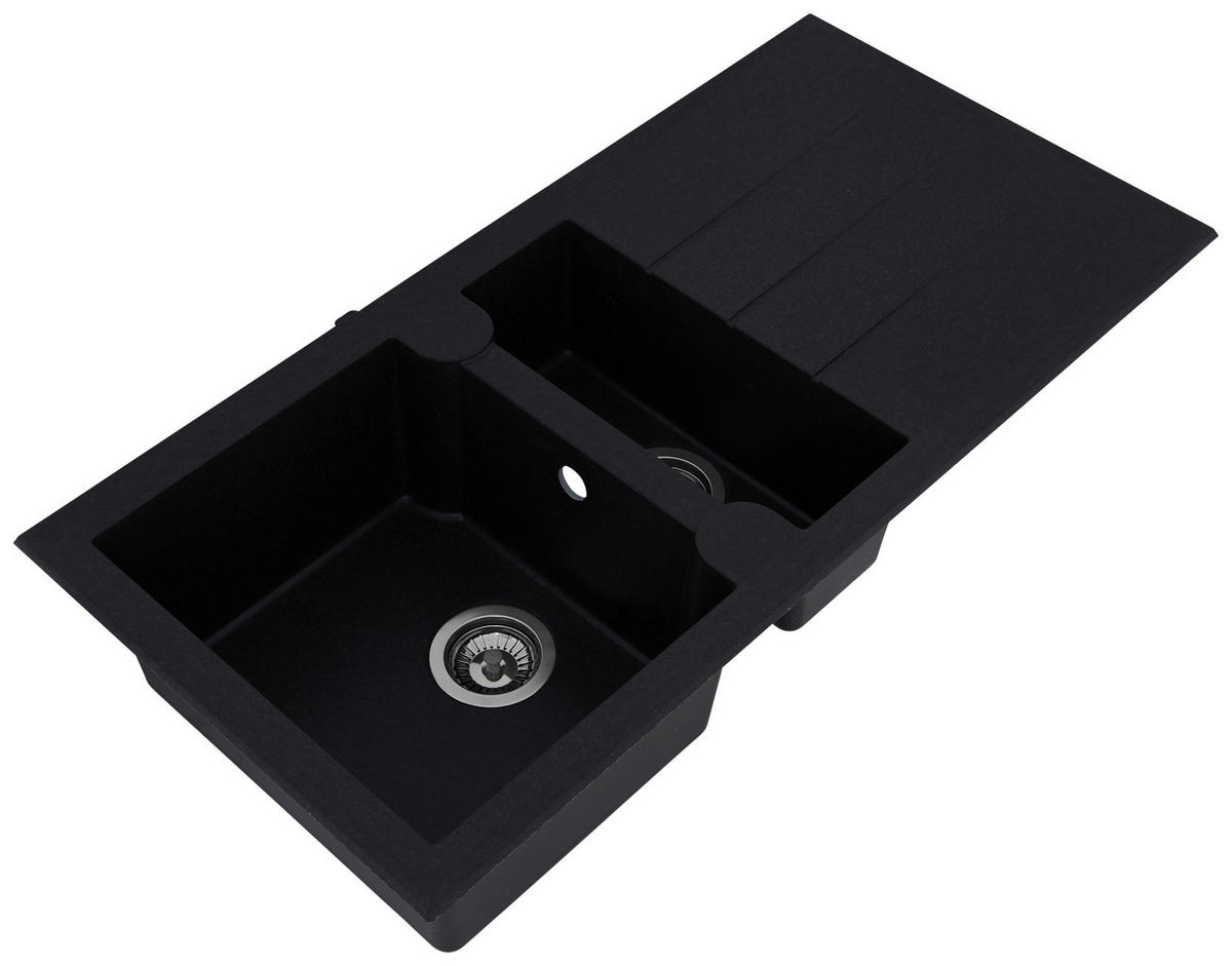 SPÜLE 1712ALINEO100X50S  - Schwarz, Trend, Stein (100/21/50cm) - Respekta