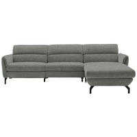 ECKSOFA in Chenille Graublau  299/187 cm  - Graublau/Schwarz, Design, Textil/Metall (299/187cm) - Schöner Wohnen
