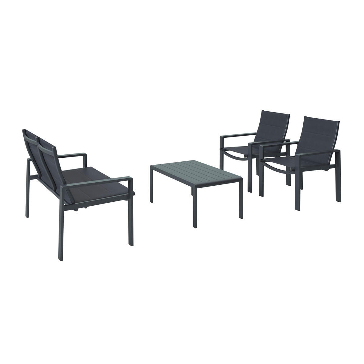 LOUNGEGARNITUR 4-teilig   Aluminium  - Dunkelgrau, MODERN, Textil/Metall - Luca Bessoni