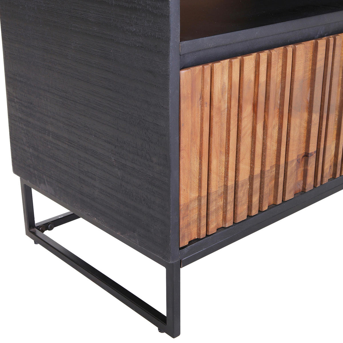 REGAL Mangoholz furniert, massiv Braun, Naturfarben, Schwarz  - Schwarz/Braun, LIFESTYLE, Holz/Metall (120/150/40cm) - Landscape