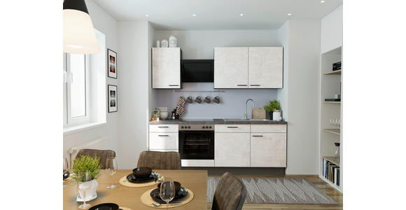 KÜCHENBLOCK 230 cm   in Graphitfarben, Hellgrau  - Dunkelgrau/Hellgrau, MODERN, Holzwerkstoff/Metall (230cm) - Xora