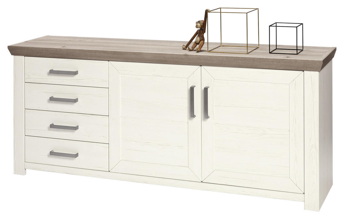 SIDEBOARD  in 184,1/78,6/44,2 cm  - Eichefarben/Weiß, Design, Holzwerkstoff/Metall (184,1/78,6/44,2cm) - SetOne by Musterring