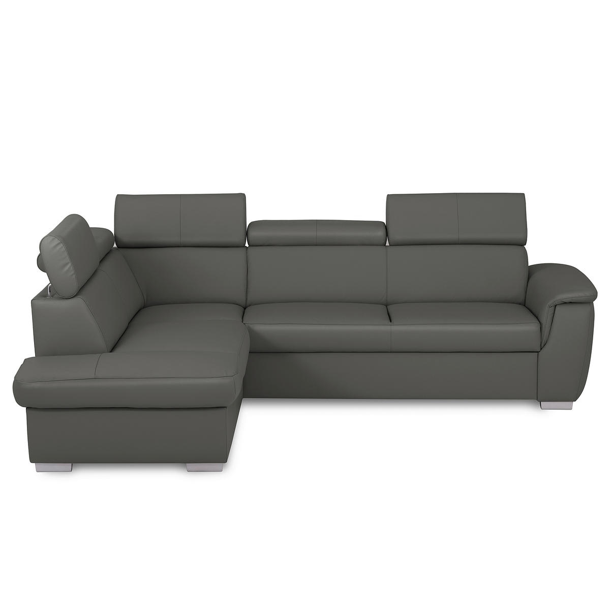 WOHNLANDSCHAFT  in Kombination Echtleder/Lederlook Anthrazit  - Anthrazit, Leder/Metall (211/262cm) - Celina Home