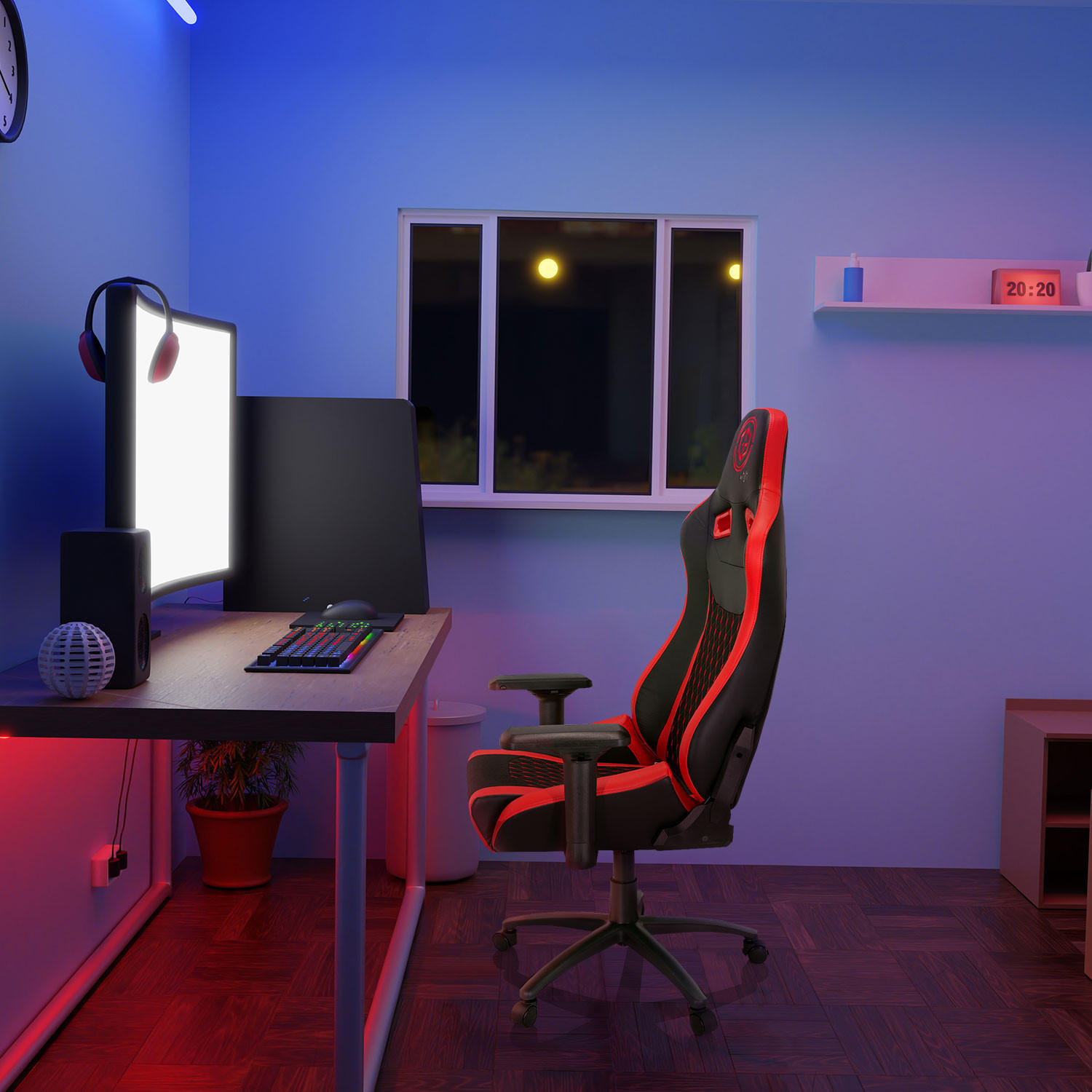 GAMING STOL tekstil rdeča, črna - rdeča/črna, Moderno, kovina/umetna masa (74/137/66cm) - MID.YOU