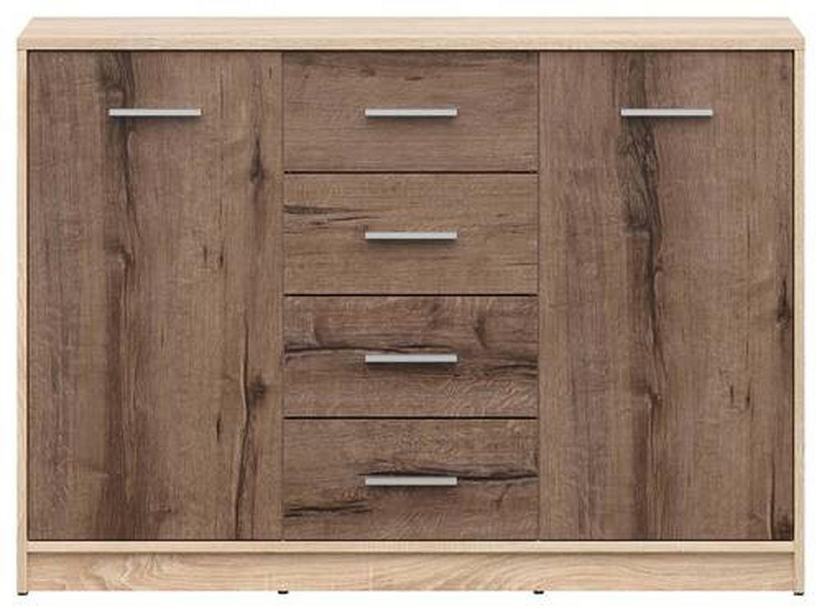 KOMMODE  in 118,5/84/34 cm  - Eichefarben/Silberfarben, Design, Holzwerkstoff/Kunststoff (118,5/84/34cm)