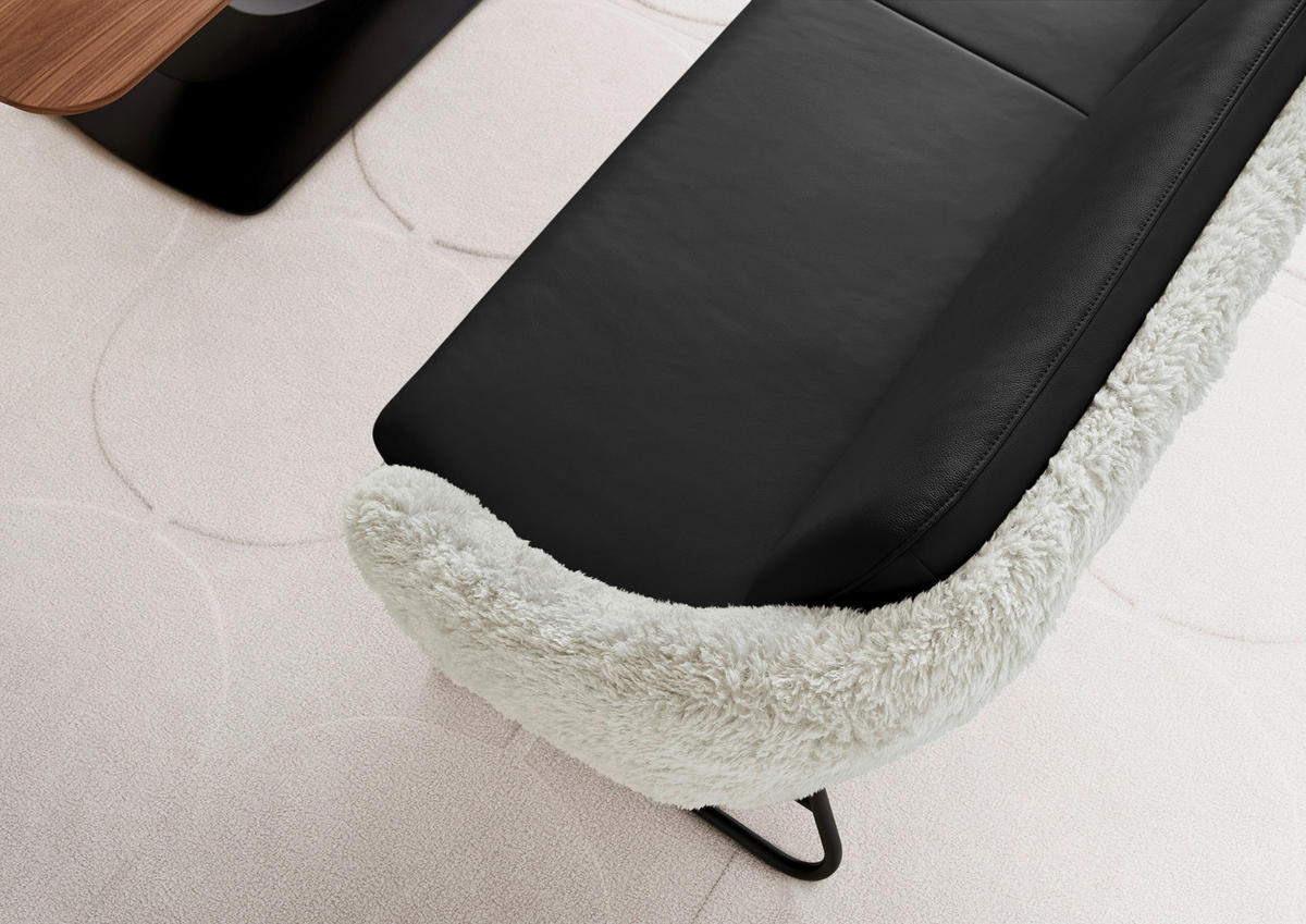 SITZBANK Textil, Leder Anthrazit, Beige  - Anthrazit/Beige, Design, Leder/Textil (219/87/78cm) - Koinor