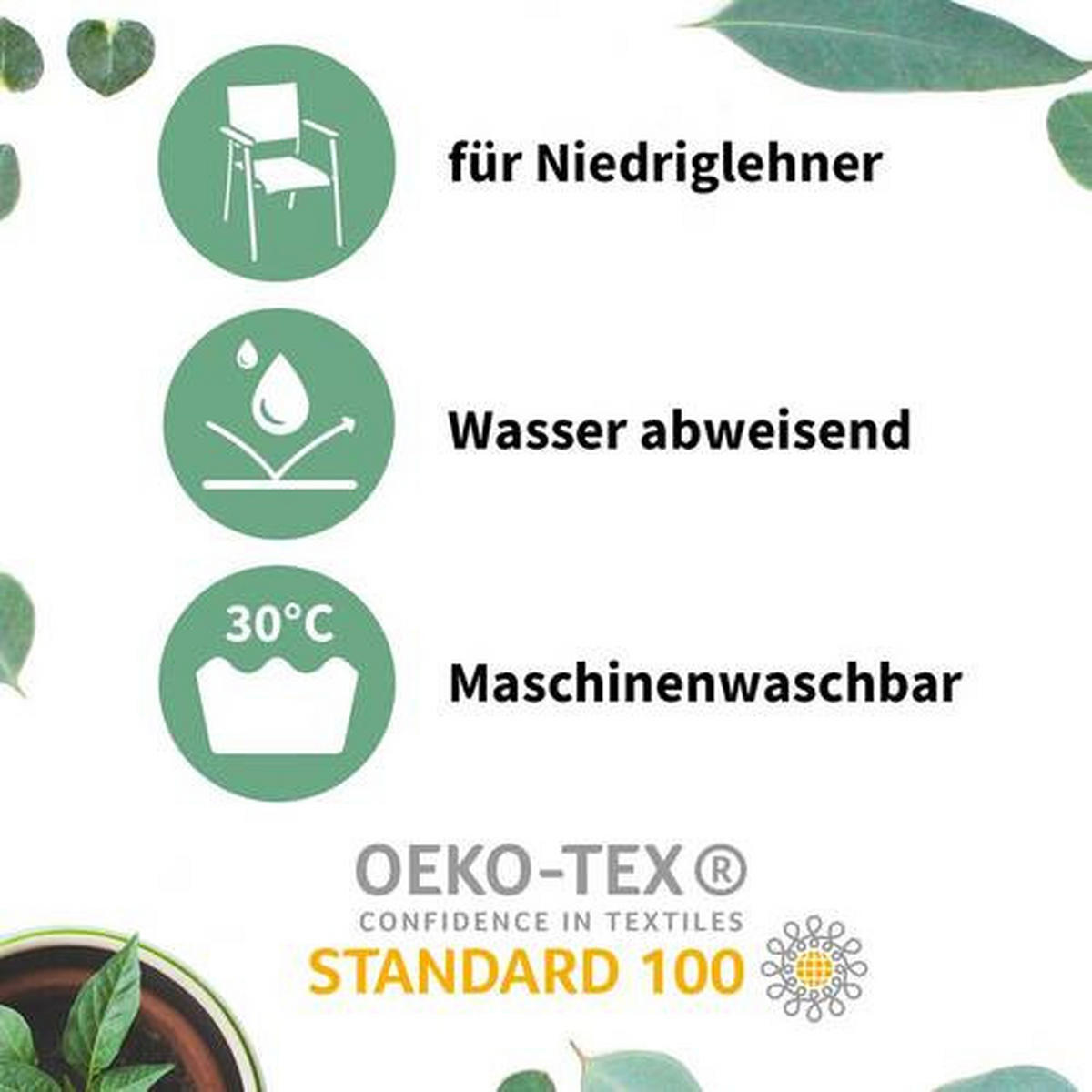 SESSELAUFLAGENSET in Grau, Schwarz Karo  - Schwarz/Grau, Basics, Textil (100/50/6cm) - Gardenson