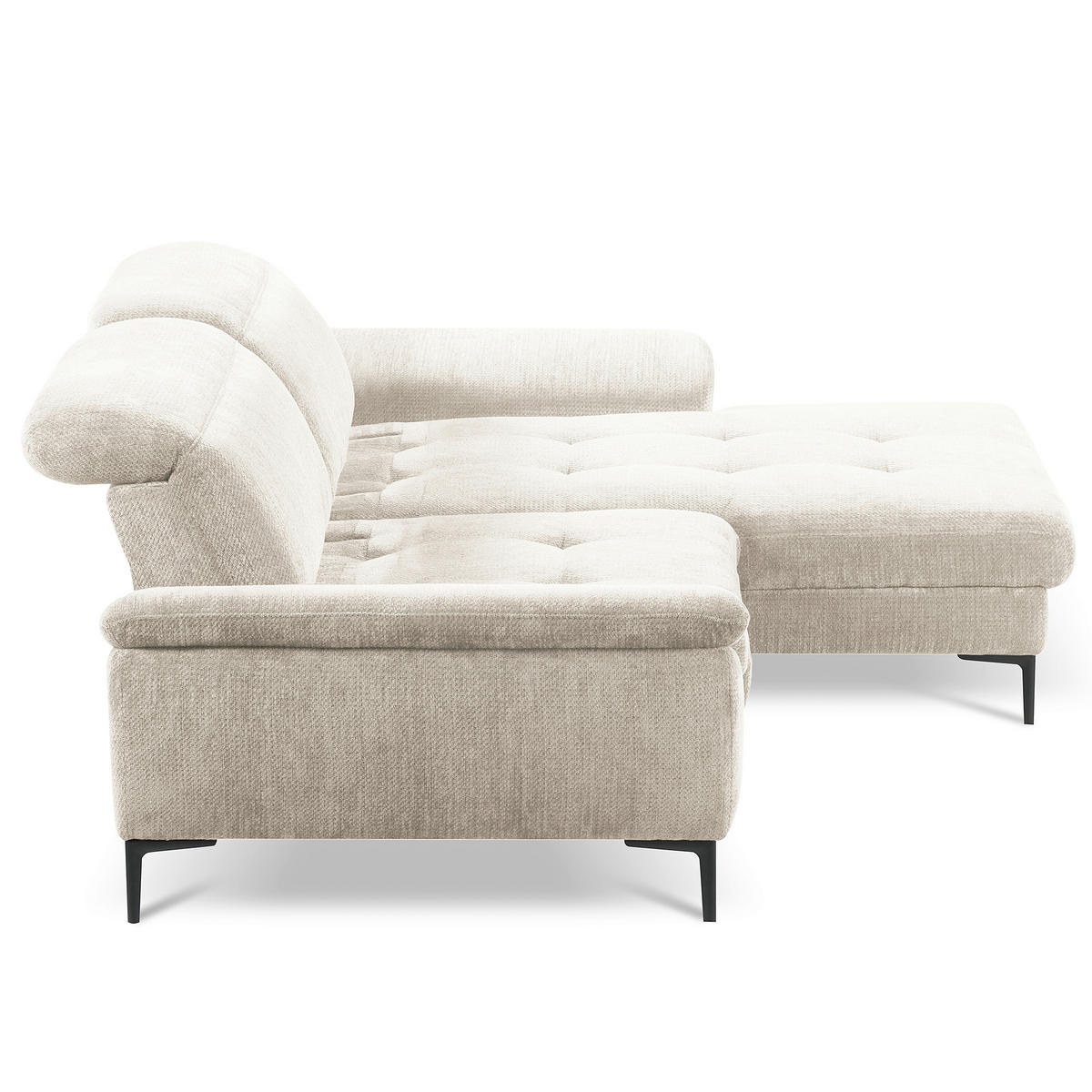 ECKSOFA   - Weiss/Schwarz, Design, Textil/Metall (268/195cm) - Livetastic