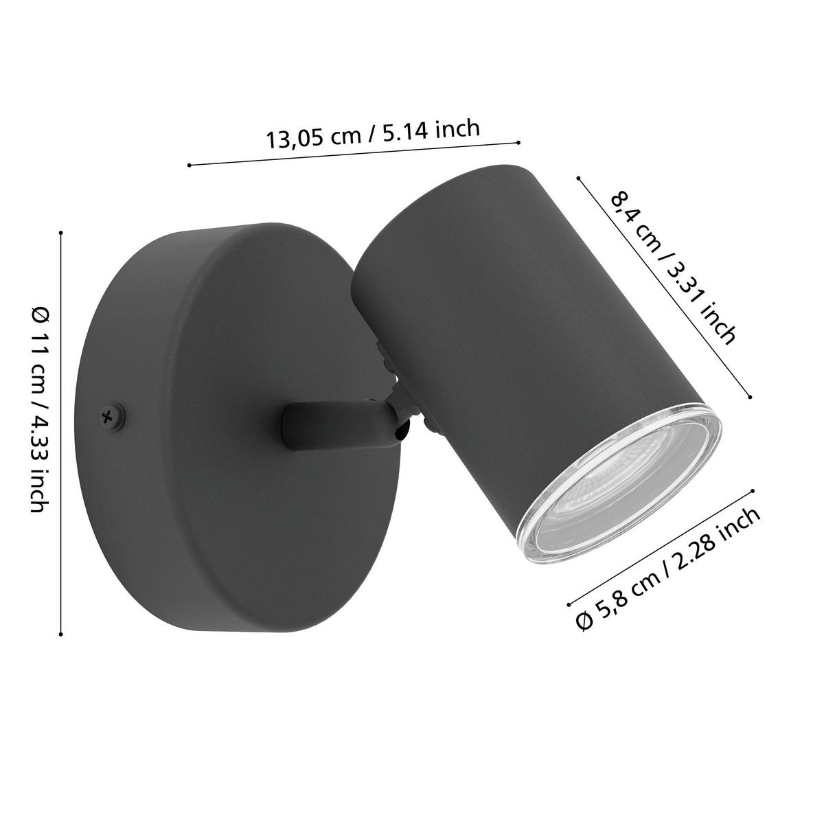 BADEZIMMER-WANDLEUCHTE Consuma 11/13.5/8.4 cm  - Schwarz, Design, Metall (11/13.5/8.4cm) - Celina