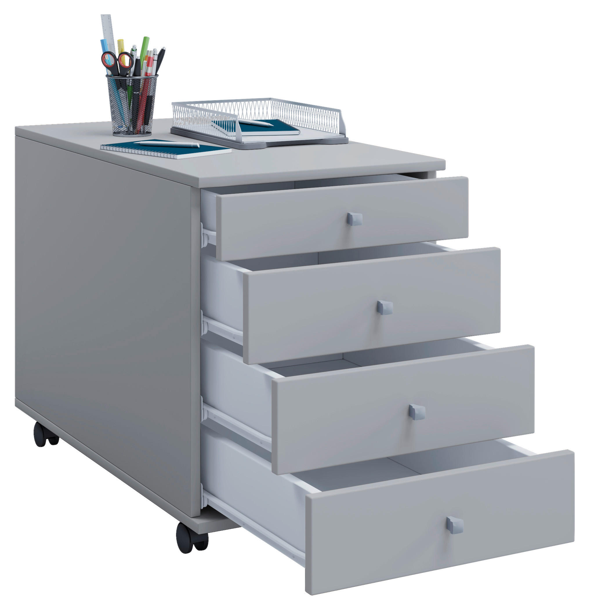 ROLLCONTAINER Grau  - Silberfarben/Grau, Basics, Holzwerkstoff/Kunststoff (42/57/80cm) - MID.YOU
